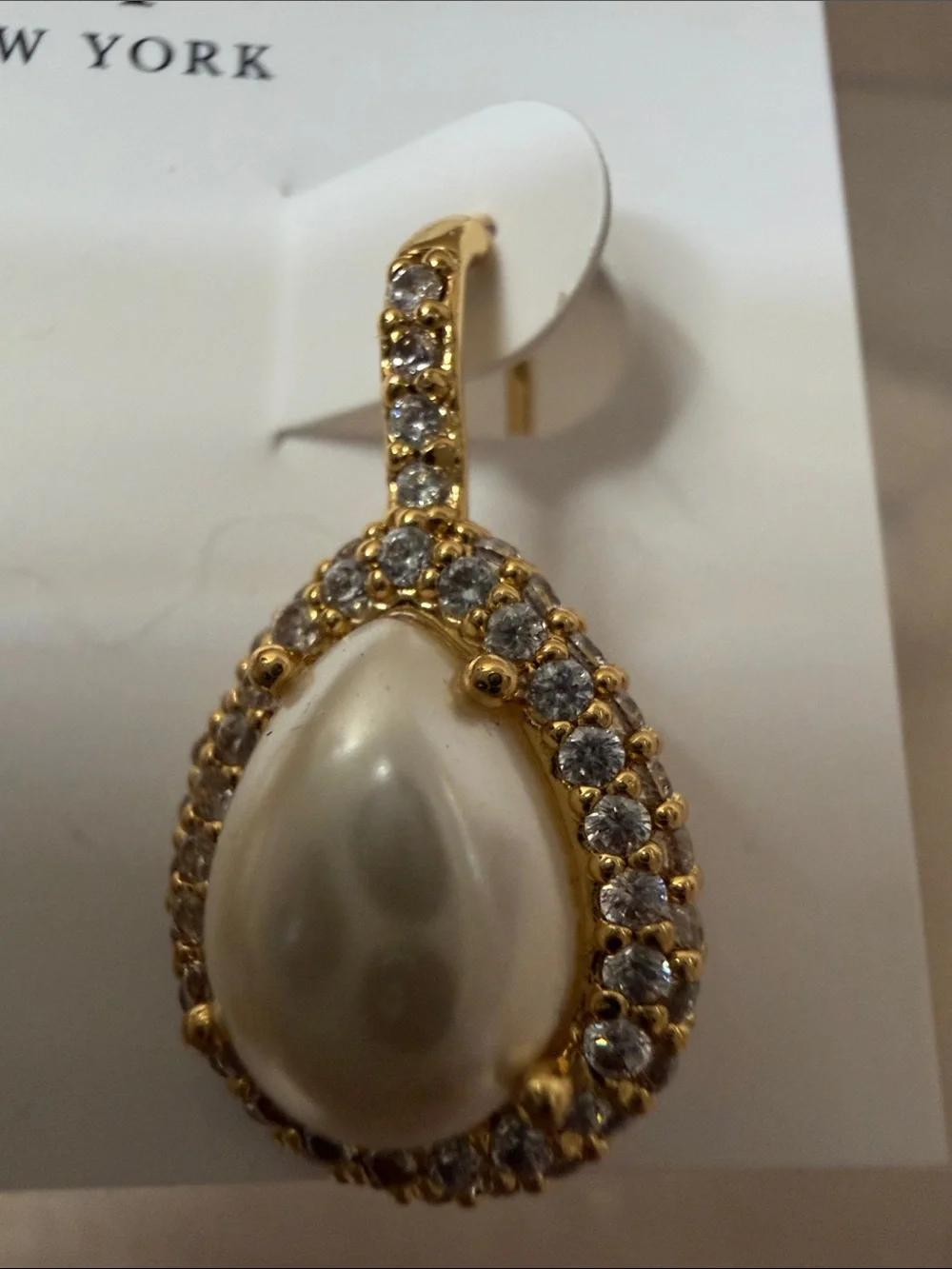 kate spade Gold and Cream Teardrop Pearl Halo Earrings